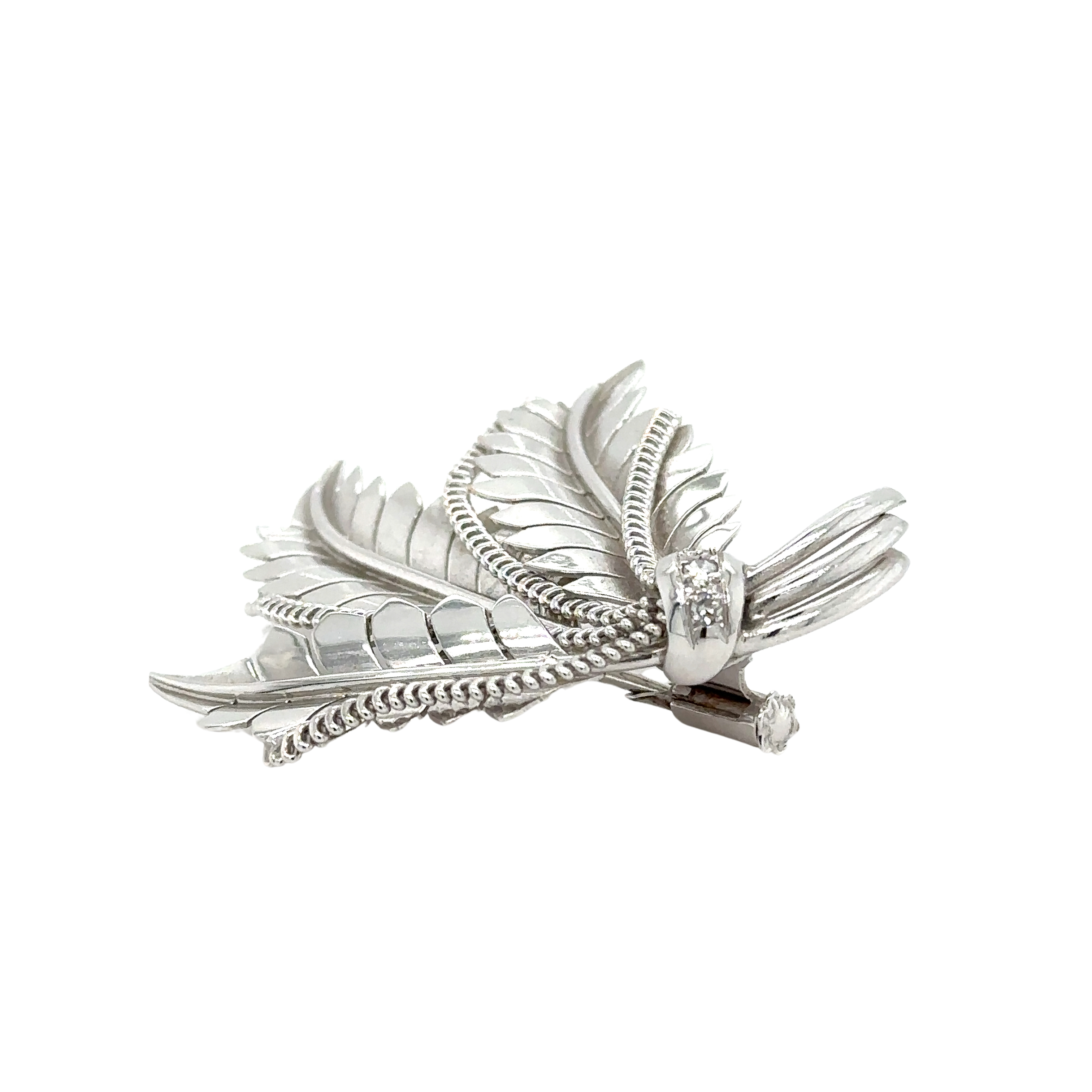 White Gold - Diamonds Sorted Foliage Brooch