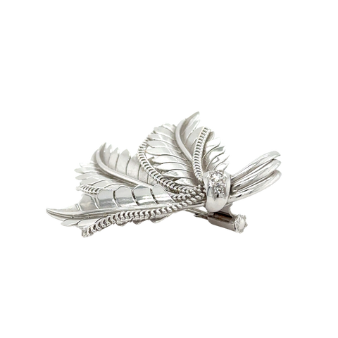 White Gold - Diamonds Sorted Foliage Brooch