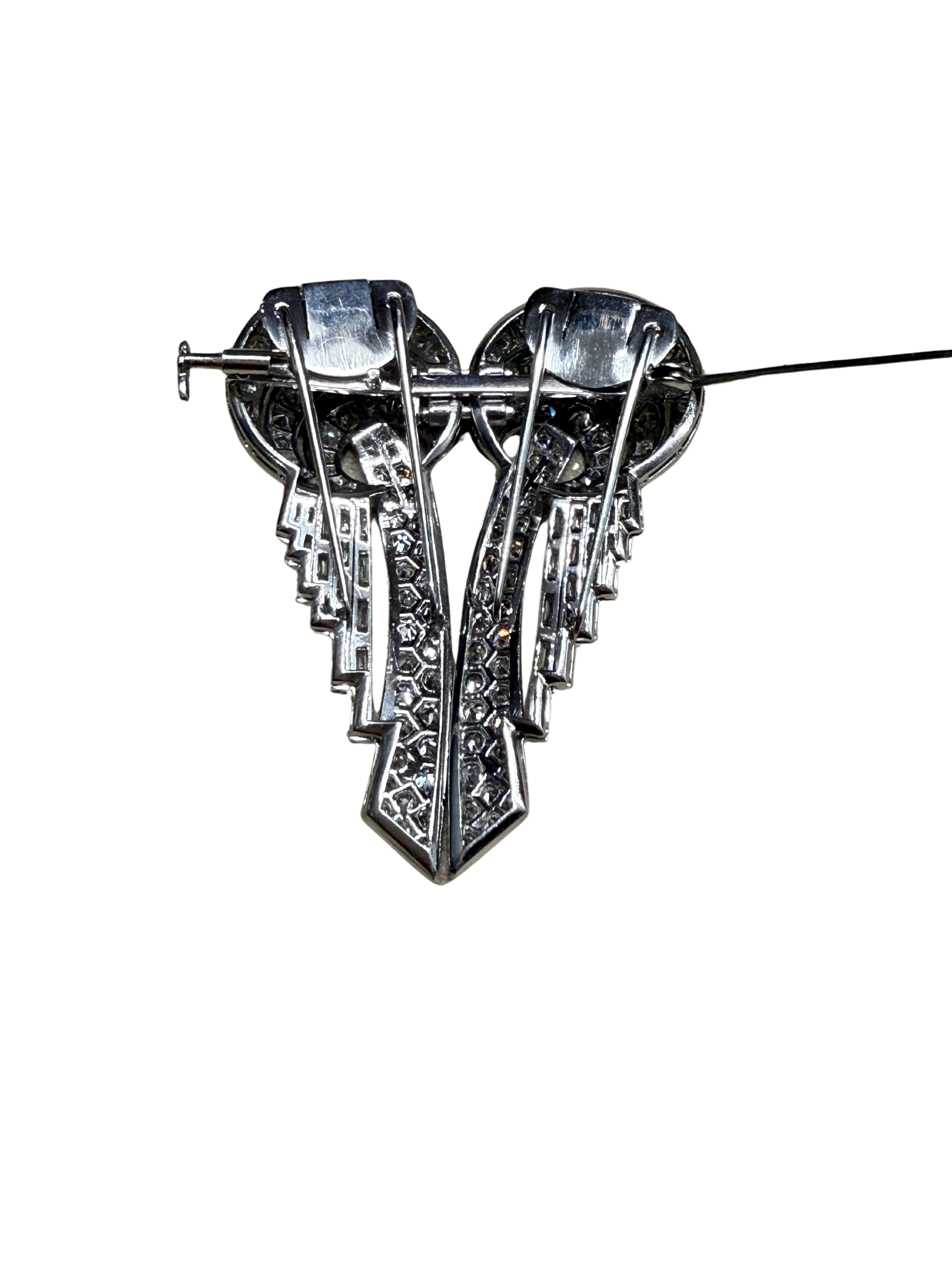Broche Art Déco en platine et diamants – Pièce transformable