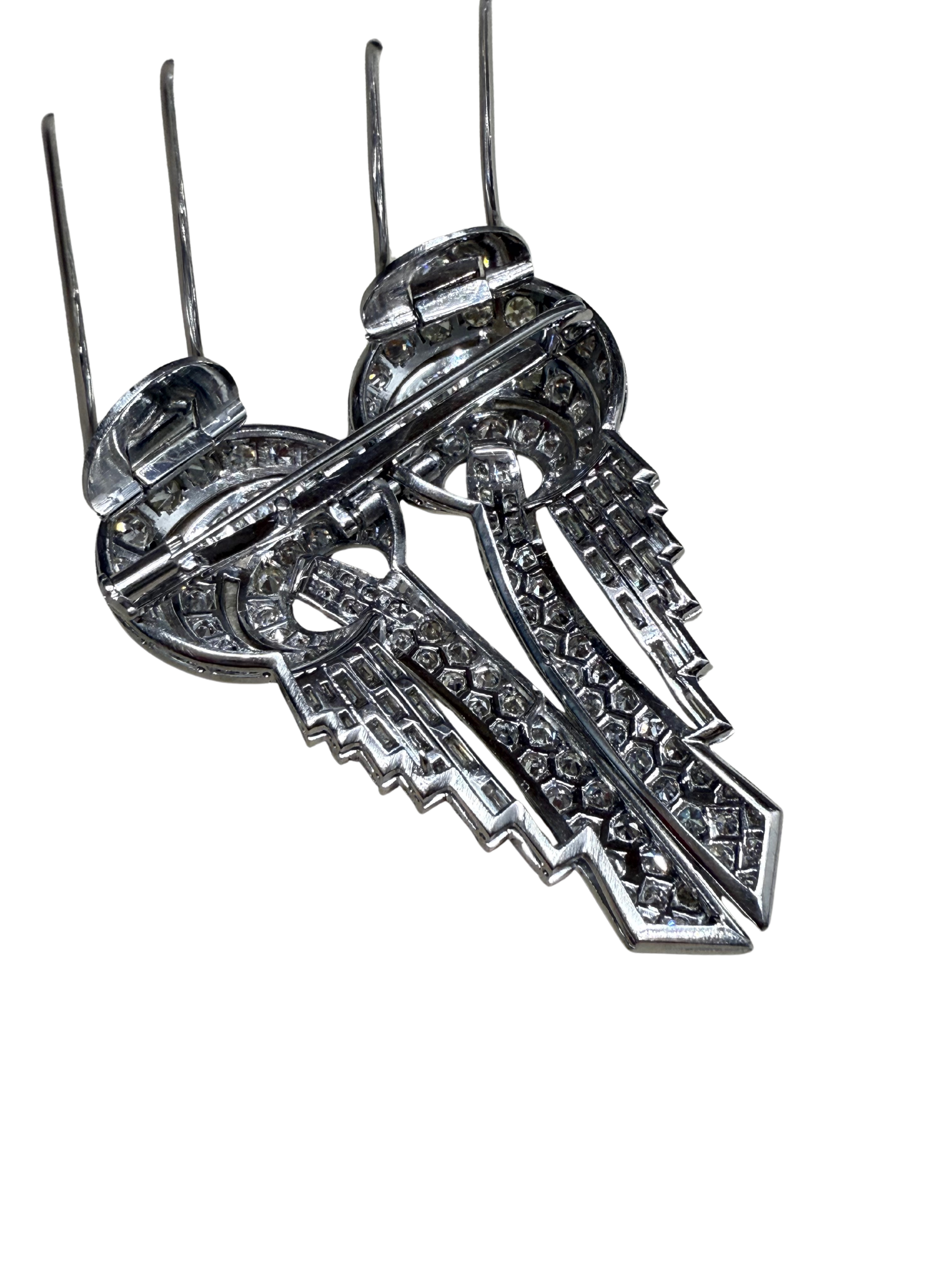 Broche Art Déco en platine et diamants – Pièce transformable