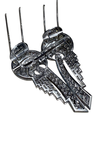 Broche Art Déco en platine et diamants – Pièce transformable