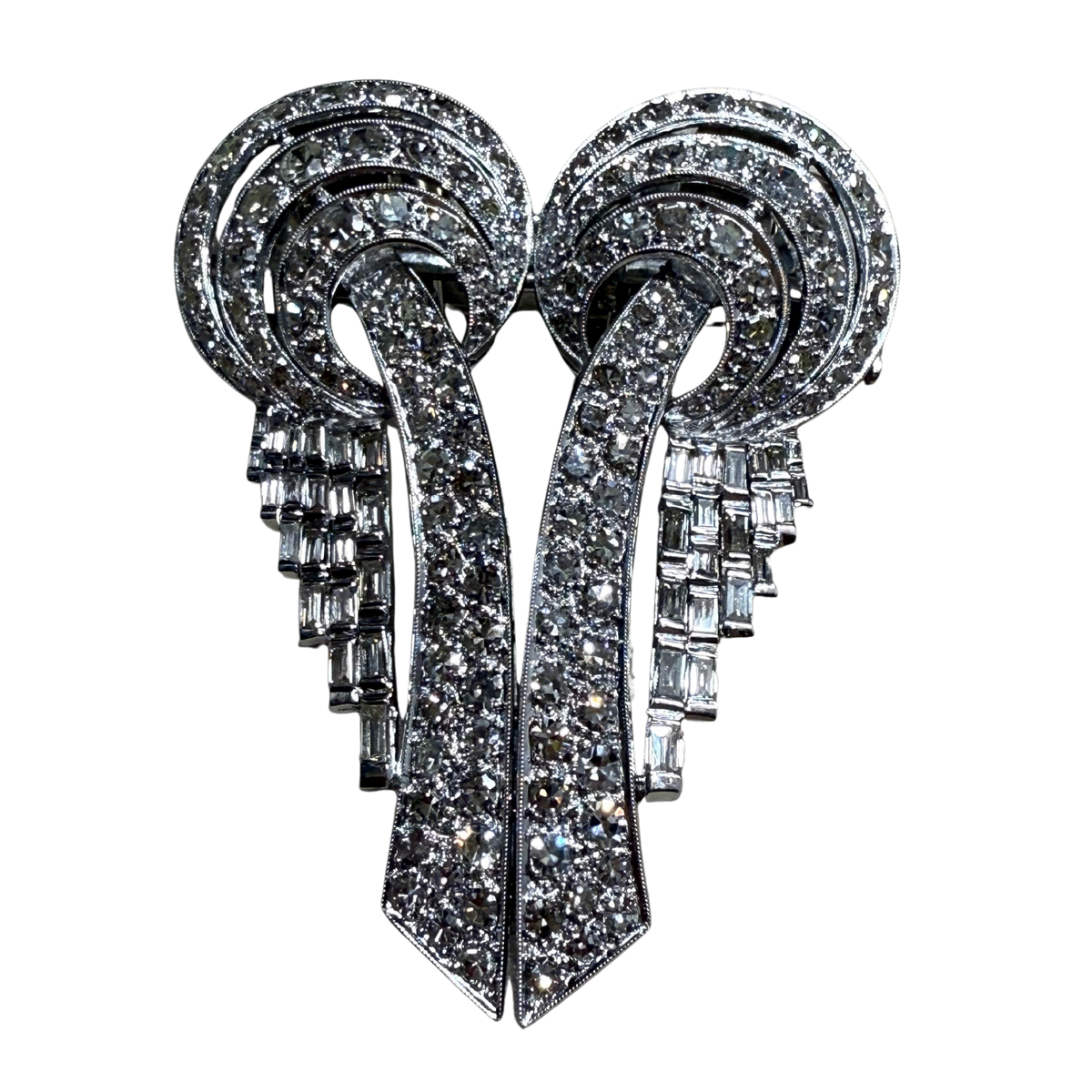 Broche Art Déco en platine et diamants – Pièce transformable