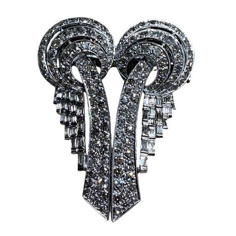 Broche Art Déco en platine et diamants – Pièce transformable