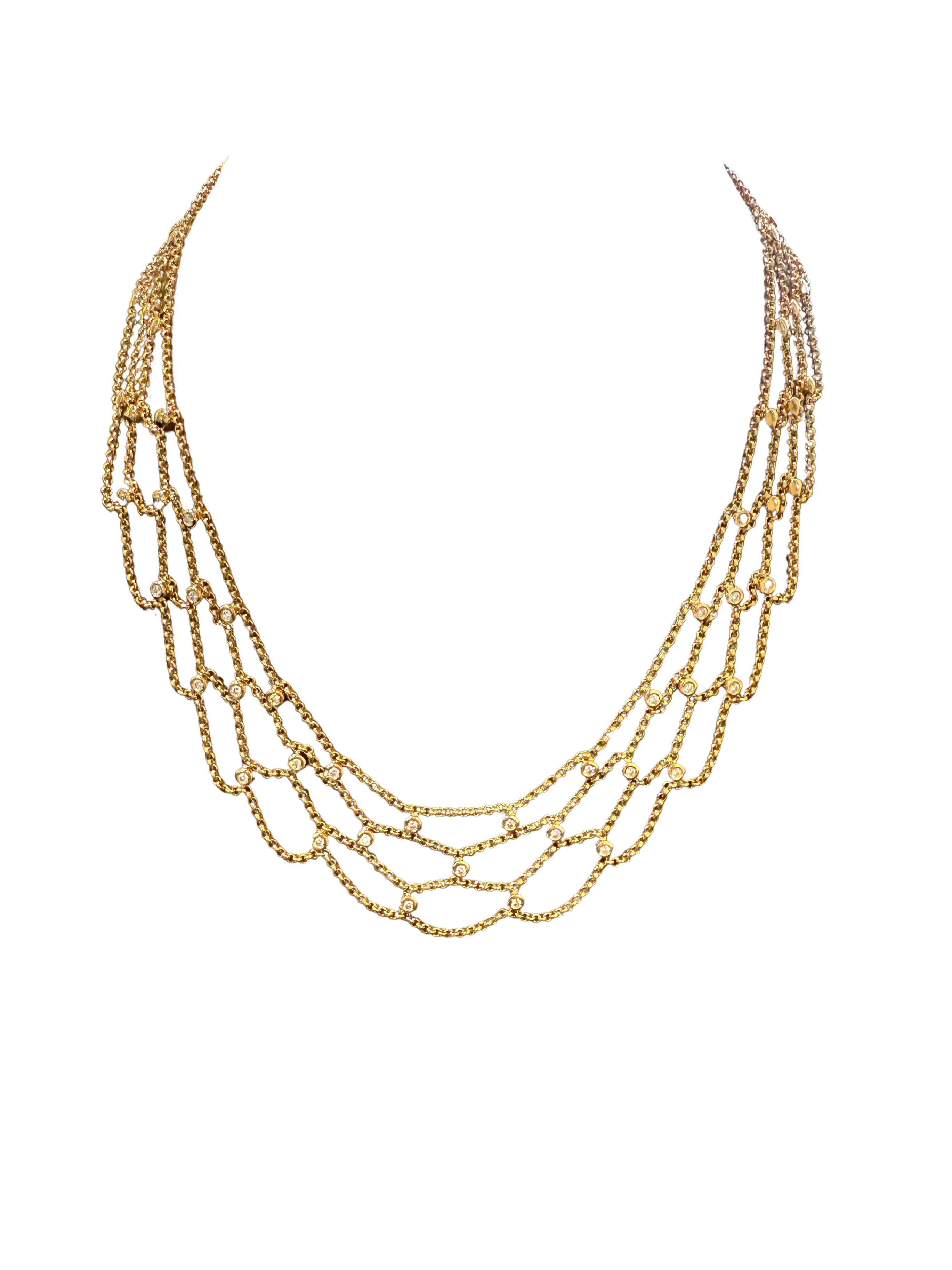 Chopard - Collier drapier « collection les chaînes » - Or jaune et diamants