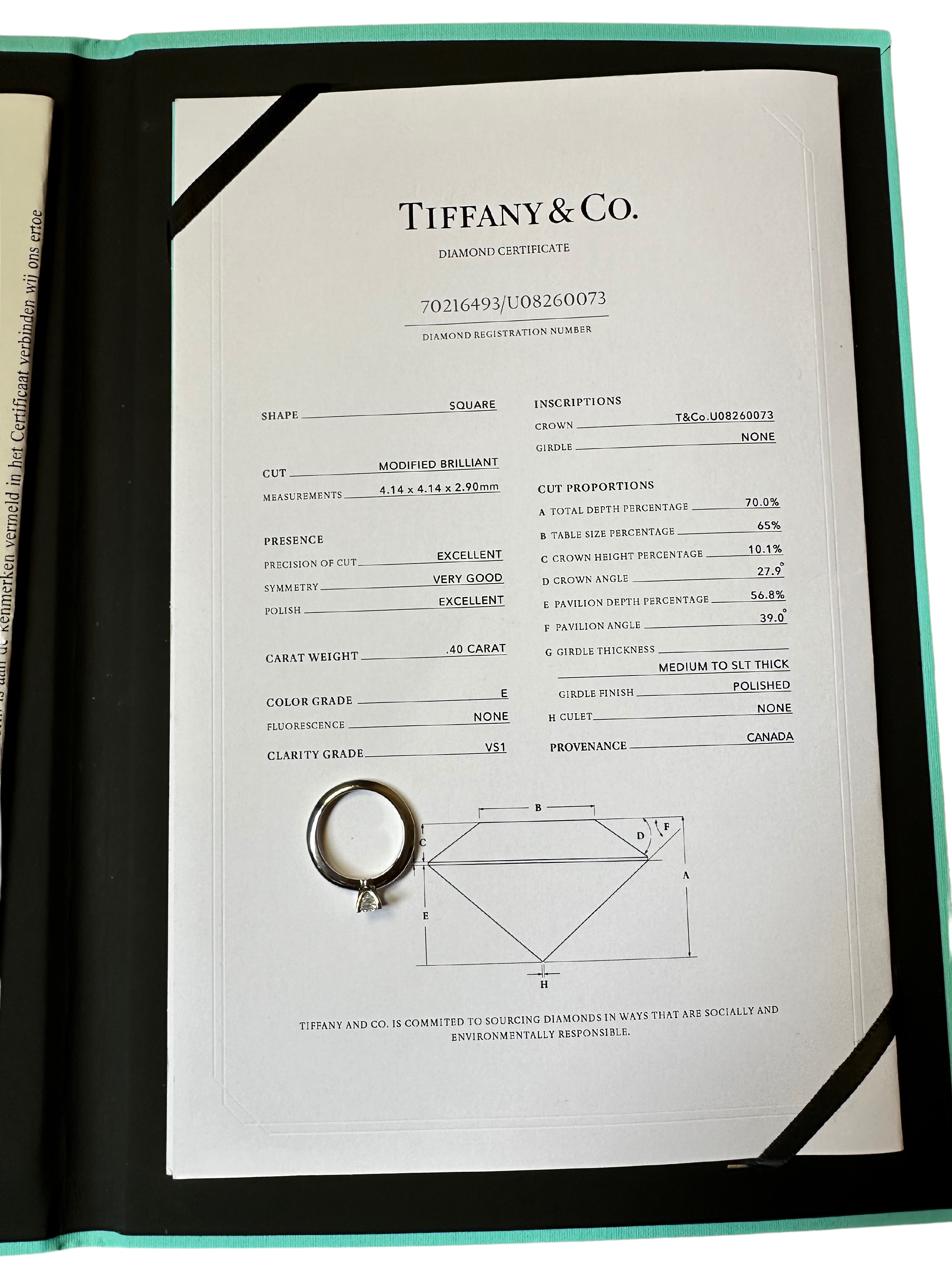 Tiffany And Co - Bague en platine - Diamant taille princesse