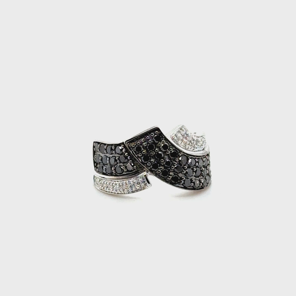 Bague Or blanc - diamants Noir et blanc